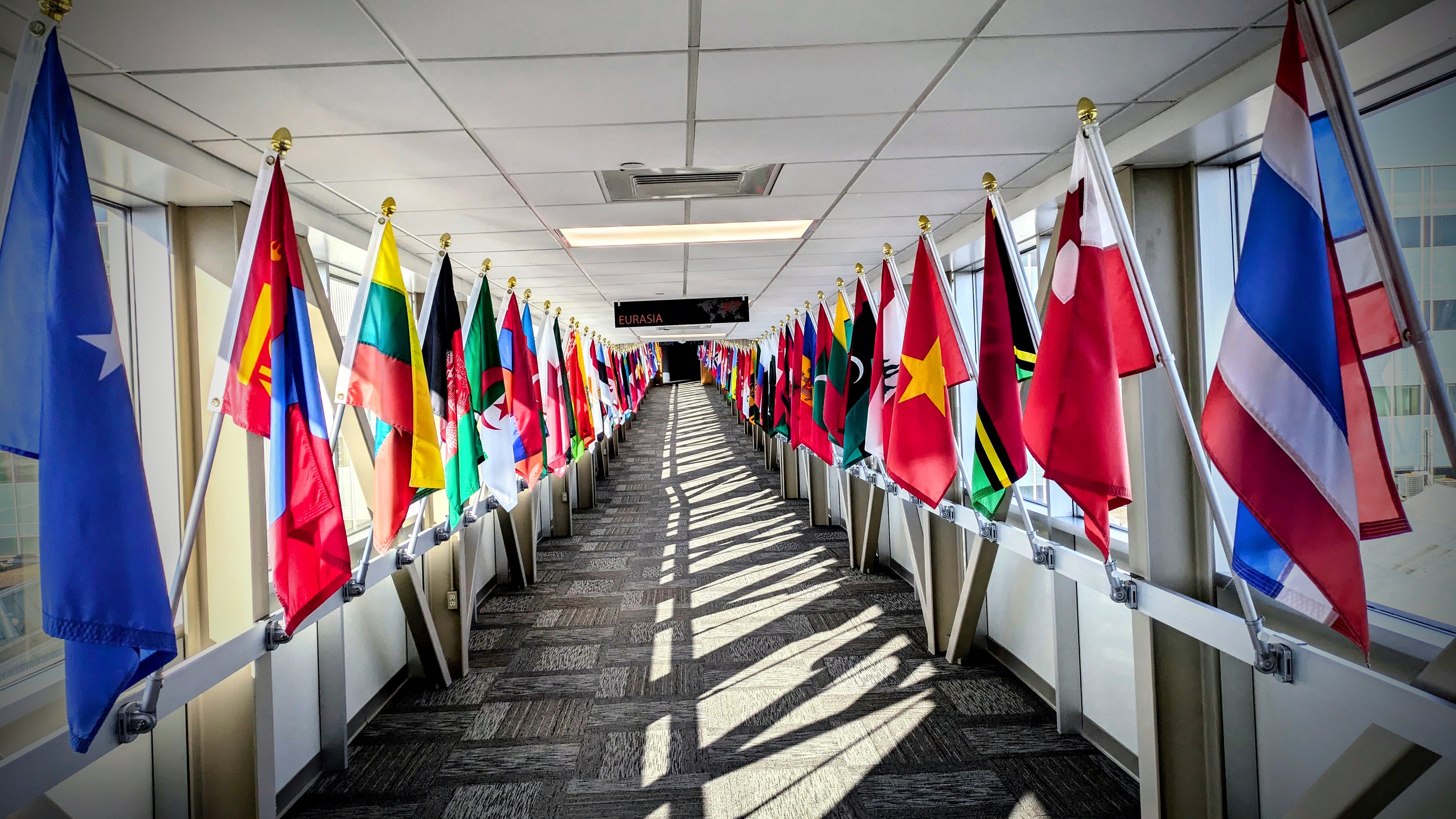 Flags of the world hallway