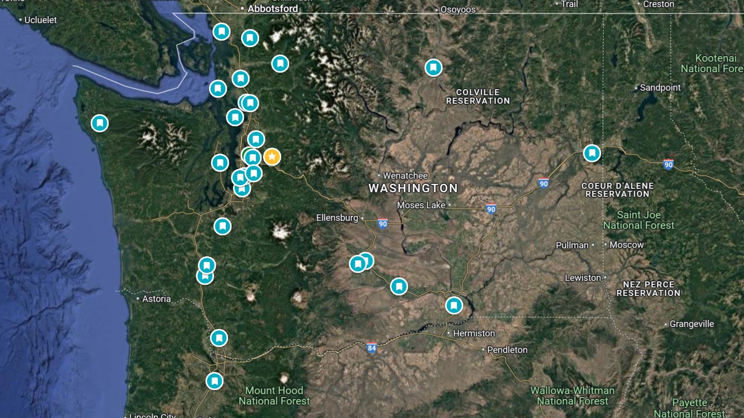 Google Maps picture of where we've been